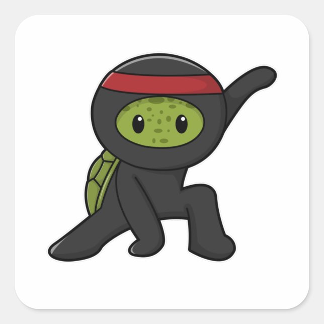 Sticker Carré Tortue avec Shell comme Ninja (Devant)