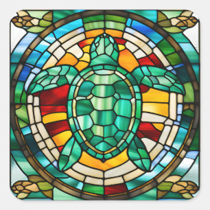Sticker Carré Tortue de mer
