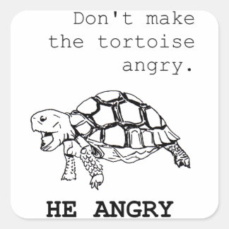 Sticker Carré Tortue en colère