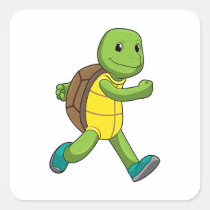 Sticker Carré Tortue en course