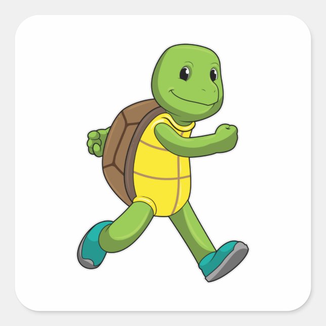 Sticker Carré Tortue en course (Devant)