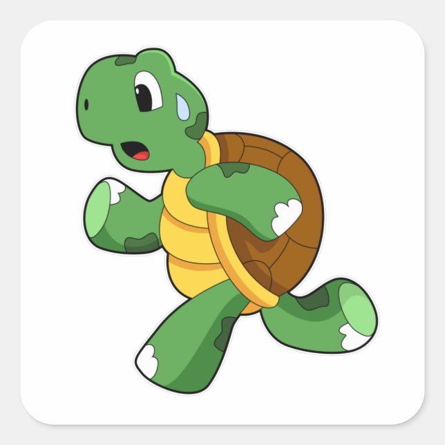 Sticker Carré Tortue en Jogger à Running (Devant)