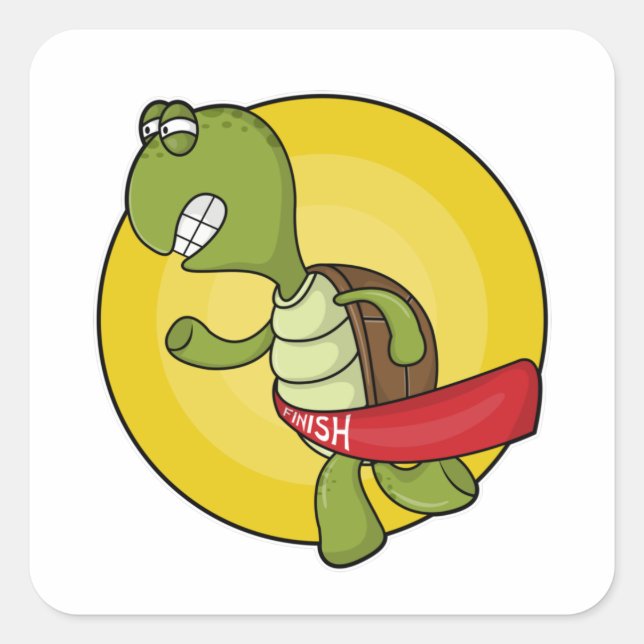 Sticker Carré Tortue en tant que coureur à Jogging (Devant)