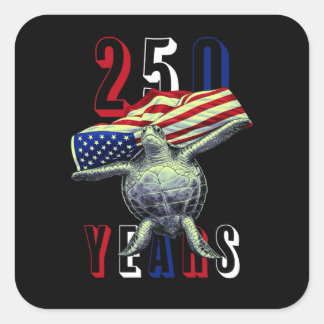 Sticker Carré Tortue Patriotique 250 Ans USA