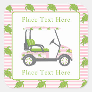 Sticker Carré Tortues Chic Chariot de Golf