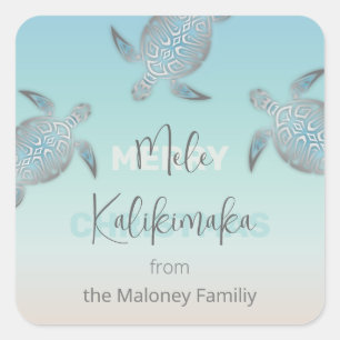 Sticker Carré Tortues d'argent Mele Kalikikmaka