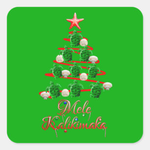 Sticker Carré Tortues de mer Mele Kalikimaka