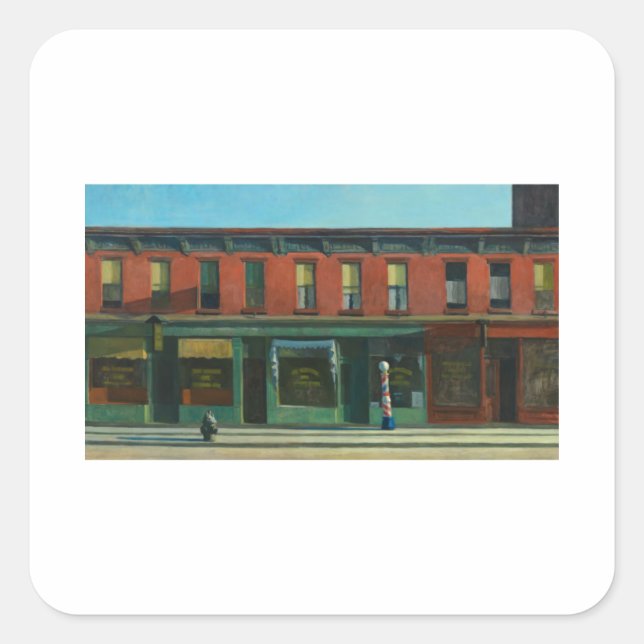 Sticker Carré Tôt dimanche matin - Edward Hopper (Devant)