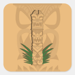 Sticker Carré Totem de Dinosaur Tiki