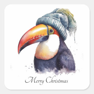 Sticker Carré Toucan Winter Vibes, personnalisation