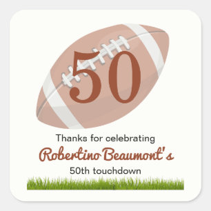 Sticker Carré Touchdown Fifty Funny Football 50e anniversaire