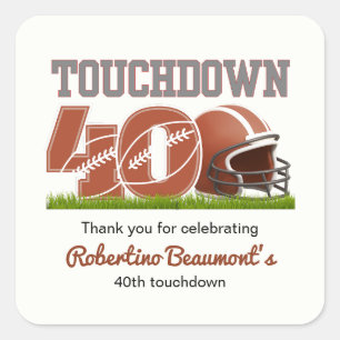Sticker Carré Touchdown Quarty Funny Football 40e anniversaire