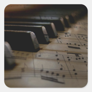 Sticker Carré Touches de piano de musique antique