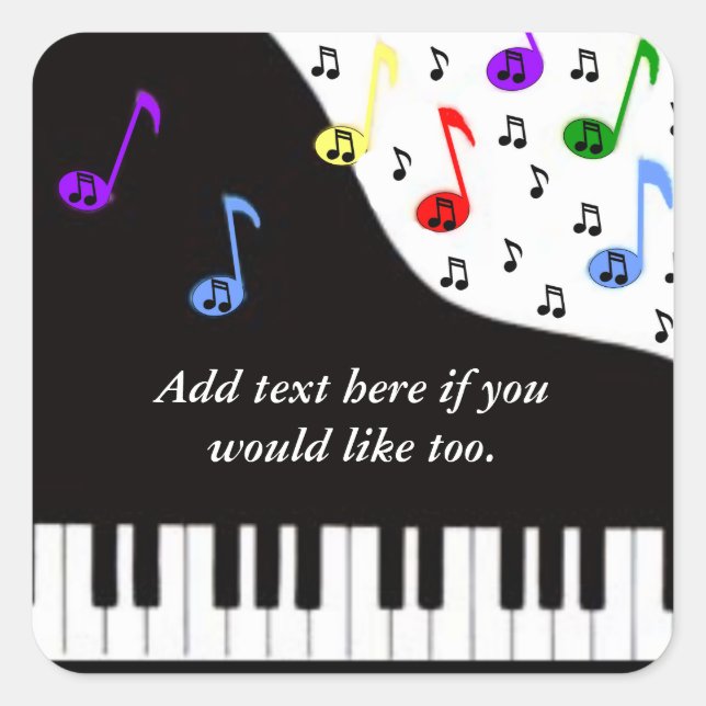 Sticker Carré Touches et notes de piano (Devant)