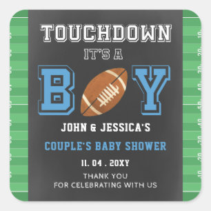 Sticker Carré Touchez son Baby shower de football garçon
