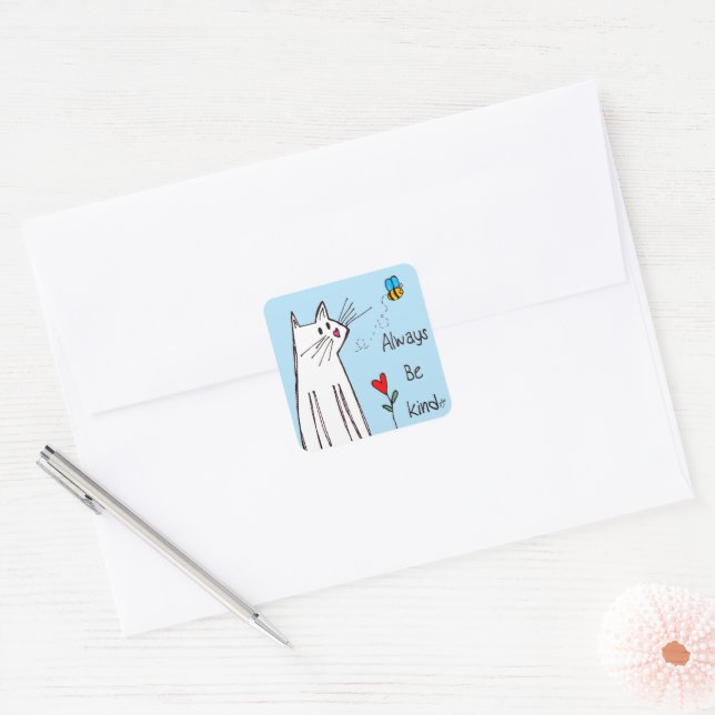 Sticker Carré Toujours être un chat gentil (Enveloppe)