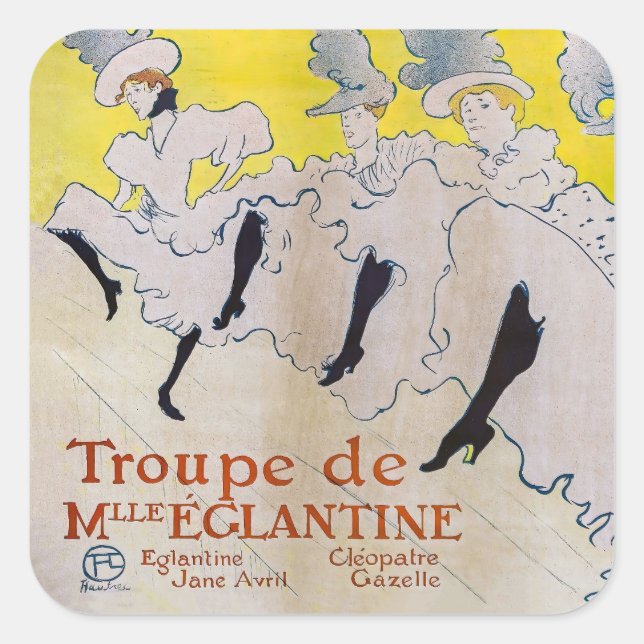 Sticker Carré Toulouse-Lautrec - Troupe de Mlle Eglantine (Devant)