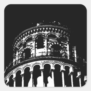 Sticker Carré Tour blanche noire de Pise Italie