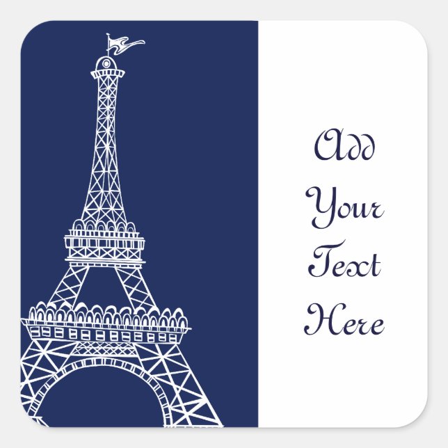 Sticker Carré Tour Eiffel Modèle bleu et blanc (Devant)