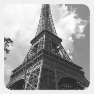 Sticker Carré Tour Eiffel noir et blanc à Paris