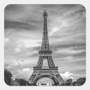 Sticker Carré Tour Eiffel noir et blanc Paris France