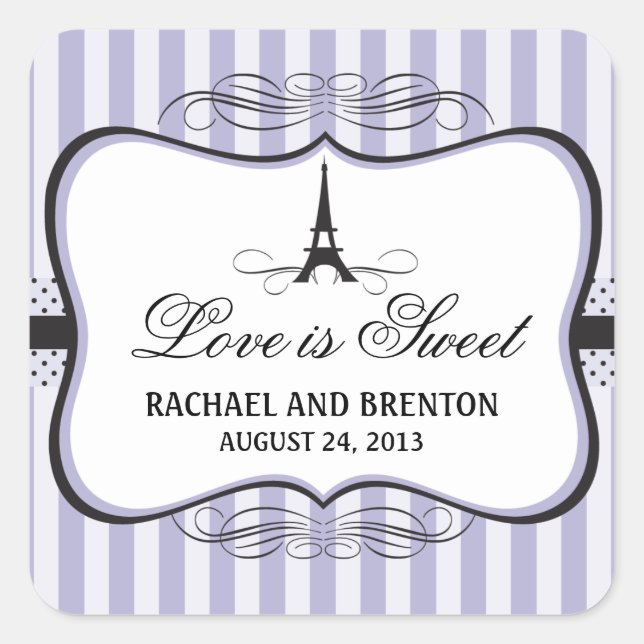 Sticker Carré Tour Eiffel Paris Mariage (Devant)