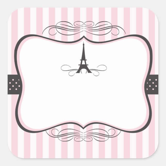 Sticker Carré Tour Eiffel Paris Mariage (Devant)