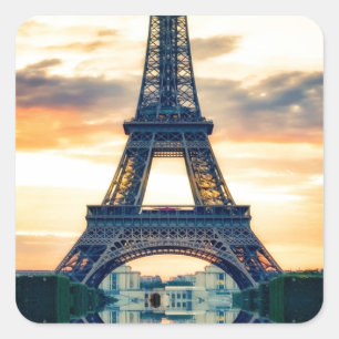 Sticker Carré Tour Eiffel Paris Soirée européenne