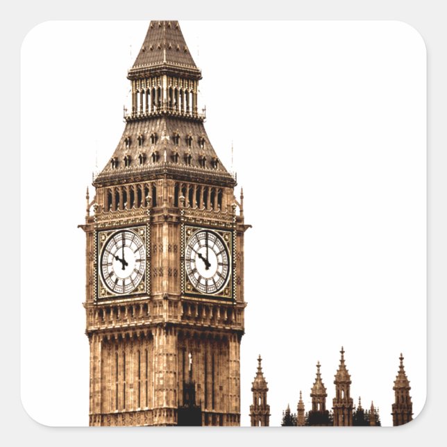 Sticker Carré Tour Sepia Big Ben (Devant)