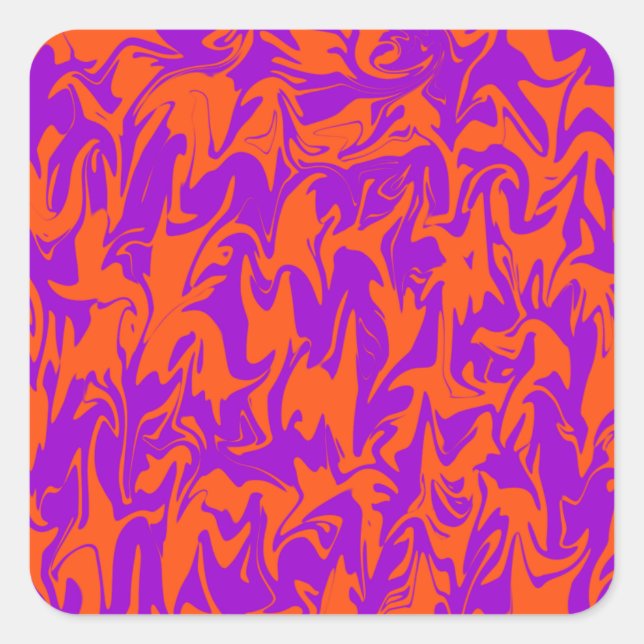 Sticker Carré Tourbillon violet et orange (Devant)