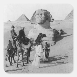 Sticker Carré Touristes voyageant par le sphinx