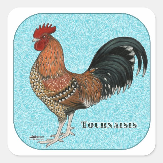 Sticker Carré Tournaisis Rooster (Devant)
