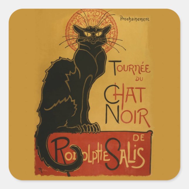 Sticker Carré Tournee de Conversation Noir Chat noir (Devant)