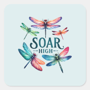 Sticker Carré Tourner haut - libellule artistique
