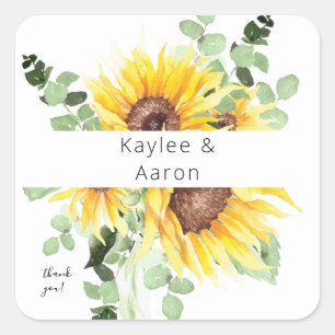 Sticker Carré Tournesol et Eucalyptus MOD Merci floral