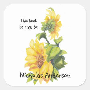 Sticker Carré Tournesol Jardin Flower art Nature Boite