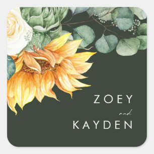 Sticker Carré Tournesol Phoques Mariages verts