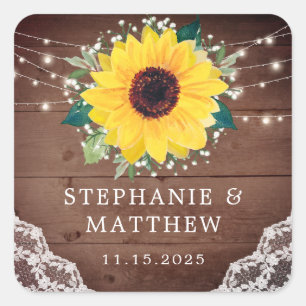 Sticker Carré Tournesol Rustique Floral Babys Respiration Mariag