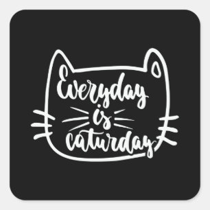 Sticker Carré Tous les jours, c'est le catjour
