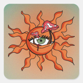 Sticker Carré Tous les rayons de champignons du soleil