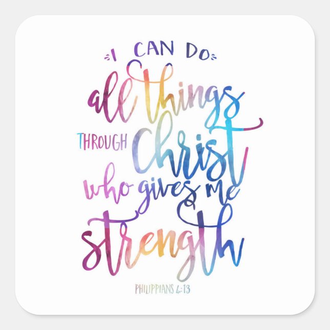 Sticker Carré Tous les Things Through Christ Bible Quota Typogra (Devant)