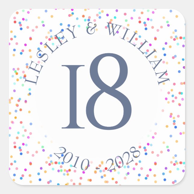 Sticker Carré Tout Anniversaire Rainbow Confetti (Devant)