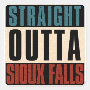 Sticker Carré Tout droit de Sioux Falls South Dakota SD
