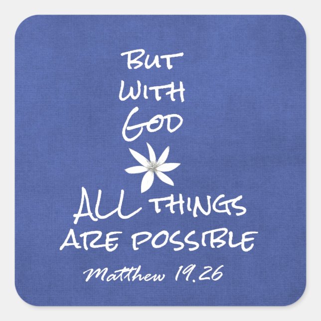 Sticker Carré Tout est possible Bible Verse (Devant)