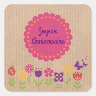 Sticker Carré Tout le bien à l'anniversaire   Joyeux