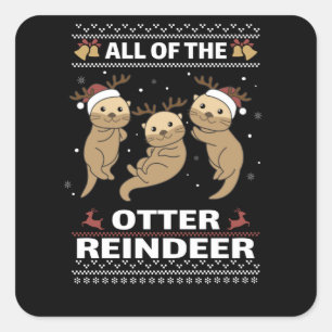 Sticker Carré Toute la Otter Reindeer Sweet noël Otter