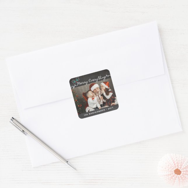 Sticker Carré Toutes les choses joyeuses Script Tableau noir Pho (Enveloppe)