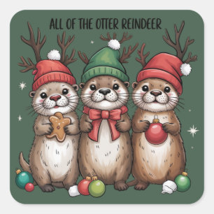 Sticker Carré Toutes les rennes de loutre Noël Animal Hiver 