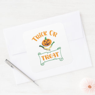 Sticker Carré Tracer ou traiter les os croisés Halloween visage