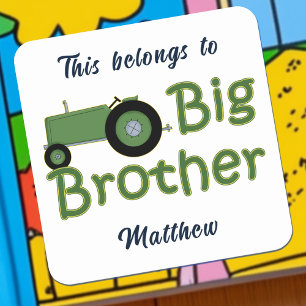 Sticker Carré Tracteur vert Big Brother personnalisé